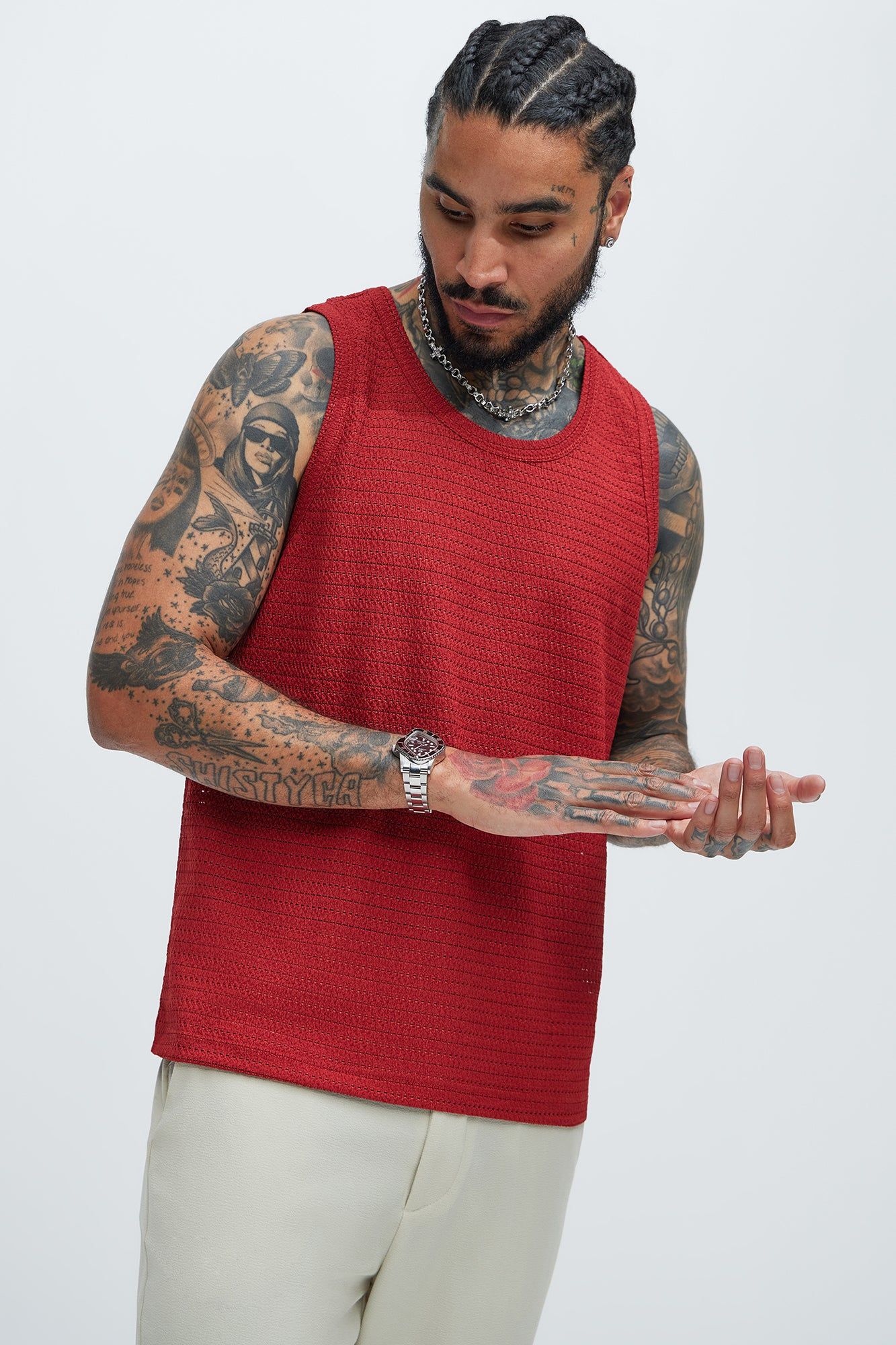 Rowan Textured Tank - Red sold by Fashion Nova