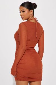 Mariah Mesh Mini Dress - Rust sold by Fashion Nova