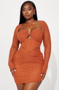 Mariah Mesh Mini Dress - Rust sold by Fashion Nova