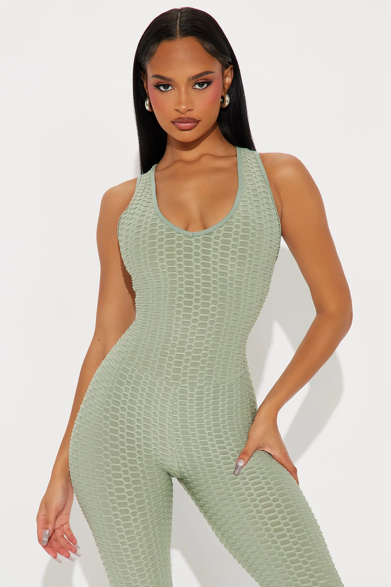 The Best Assets Textured Scrunch Butt Jumpsuit - Mint sold by Fashion Nova product image thumbnail 2