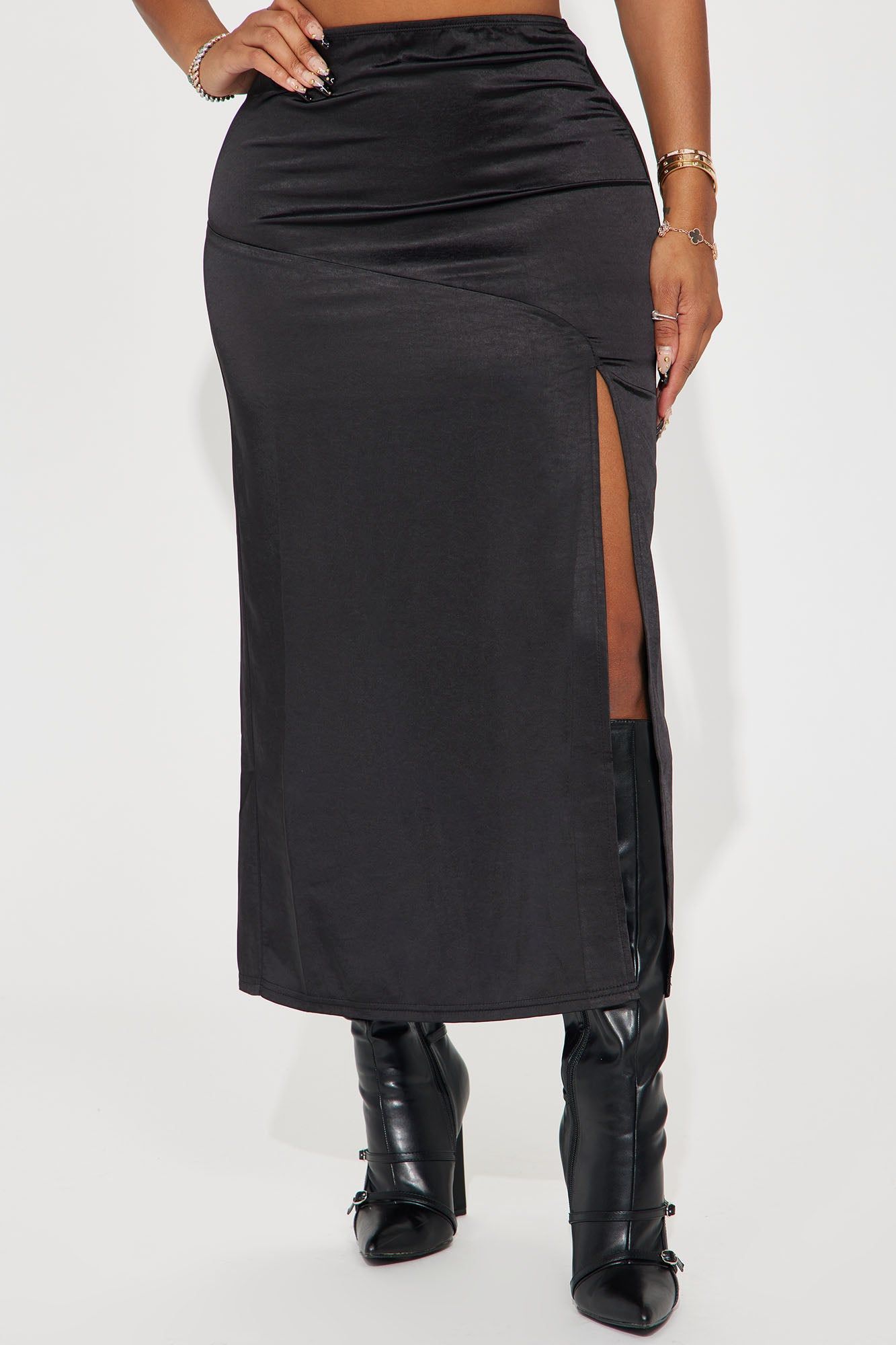 Lost In A Dream Satin Midi Skirt - Black sold by Fashion Nova product image thumbnail 2