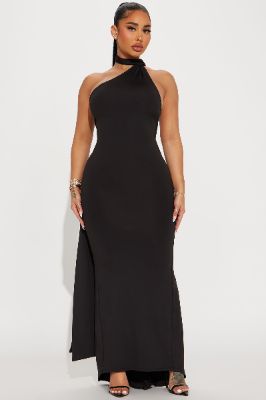 Kiara Ruched Maxi Dress - Black sold by Fashion Nova