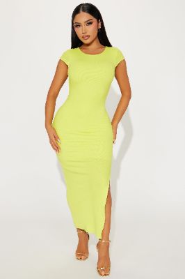 Paige Ribbed Maxi Dress - Lime sold by Fashion Nova