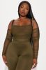 Never Blend In Mesh Jumpsuit - Olive sold by Fashion Nova