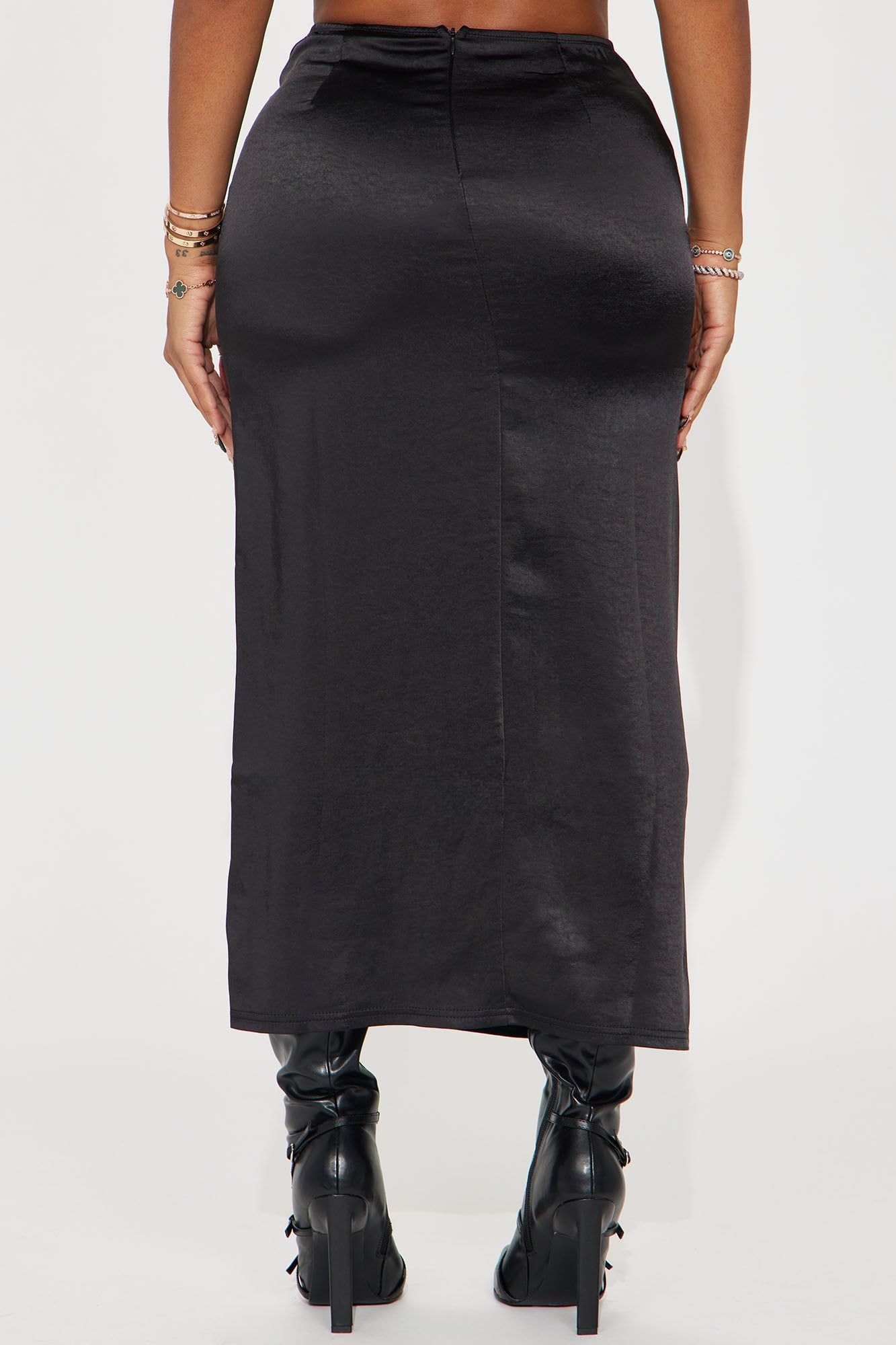 Lost In A Dream Satin Midi Skirt - Black sold by Fashion Nova product image thumbnail 3