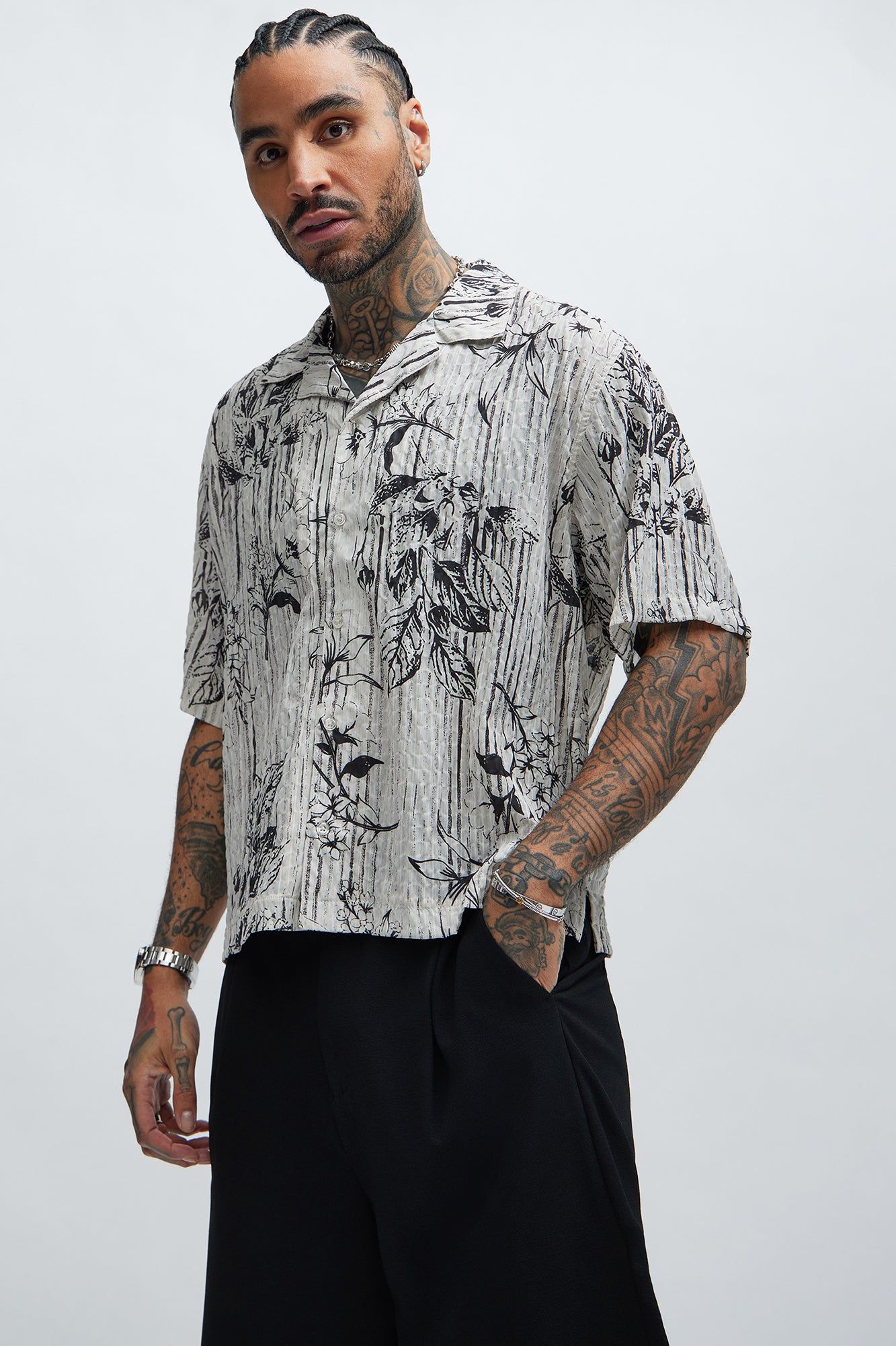 Depok Textured Shirt - Cream/combo sold by Fashion Nova