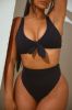 Beachy Summer Strappy 2 Piece Bikini - Black sold by Fashion Nova