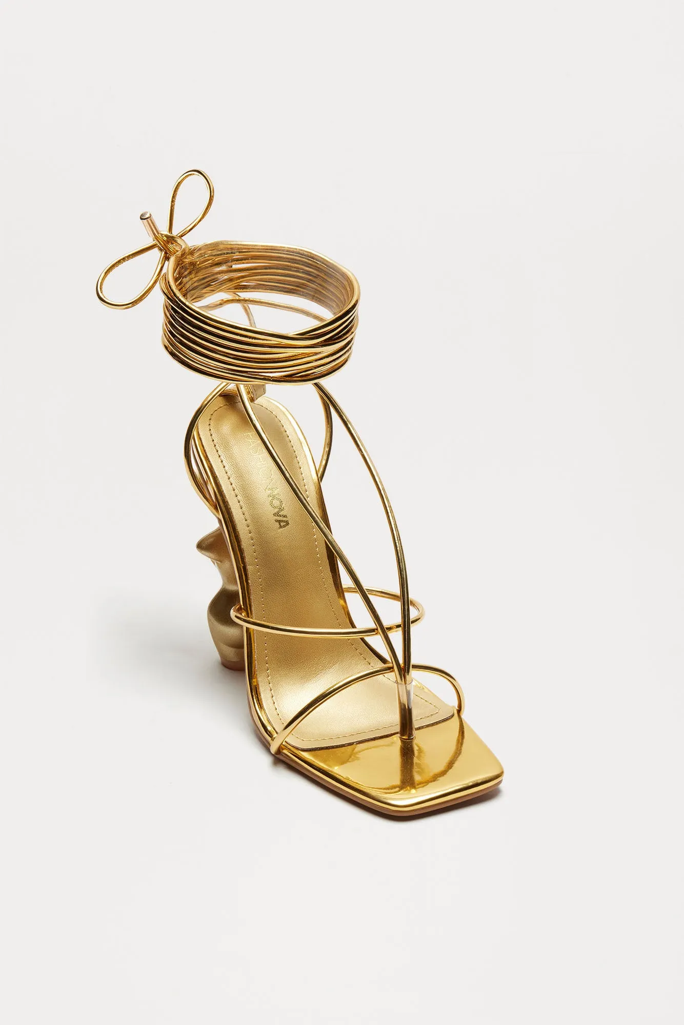 News Worthy Novelty Wrap Up Heels - Gold sold by Fashion Nova product image thumbnail 3