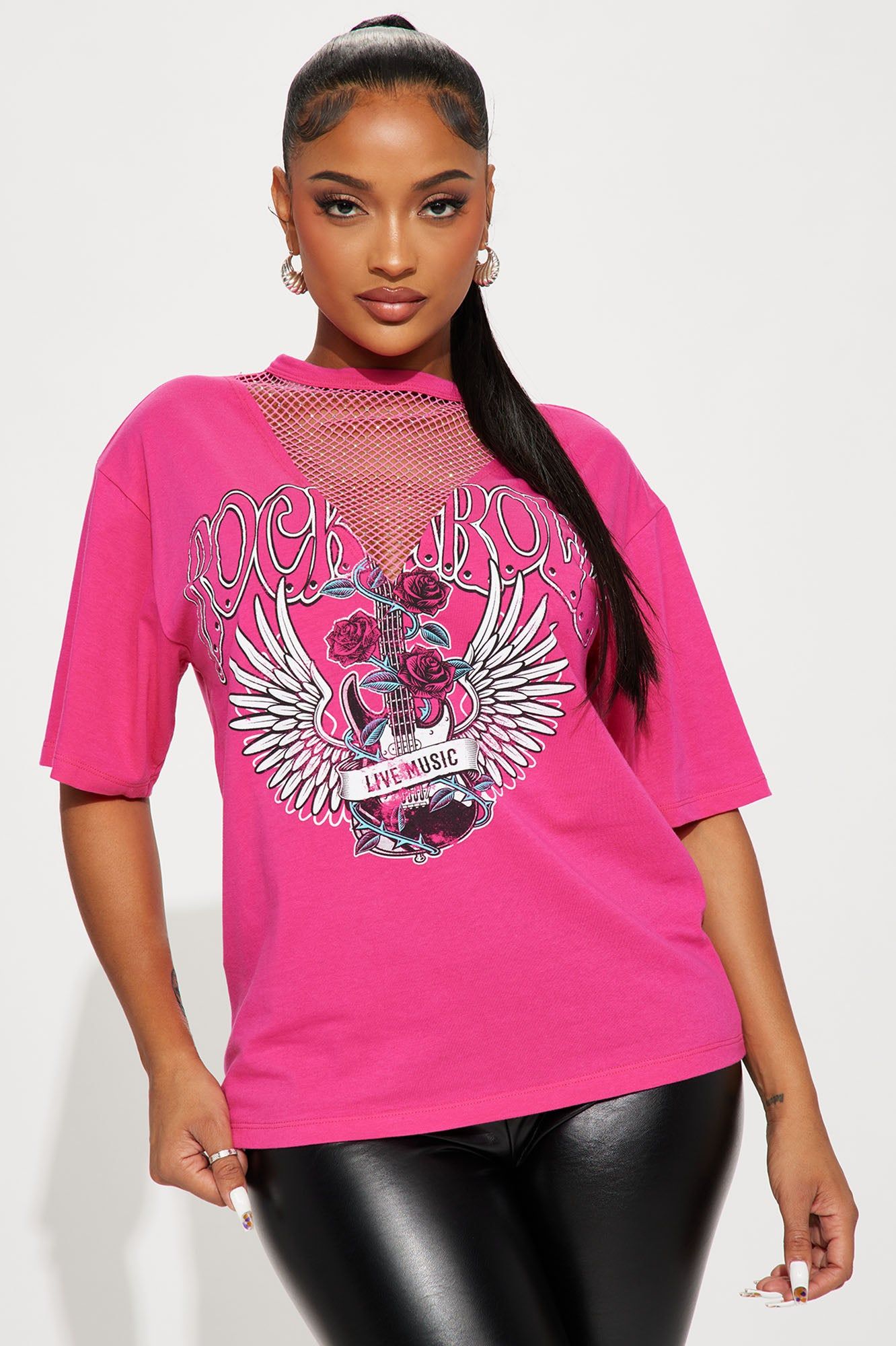 Backstage Baddie Graphic Tee - Hot Pink sold by Fashion Nova