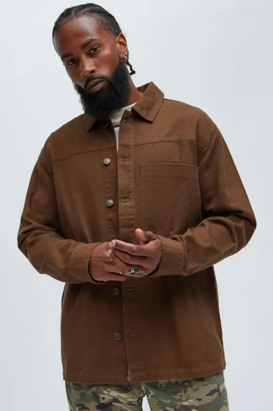 Yorktown Twill Overshirt - Brown sold by Fashion Nova