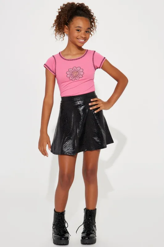 Mini Croc You Later Faux Leather Skirt - Black sold by Fashion Nova