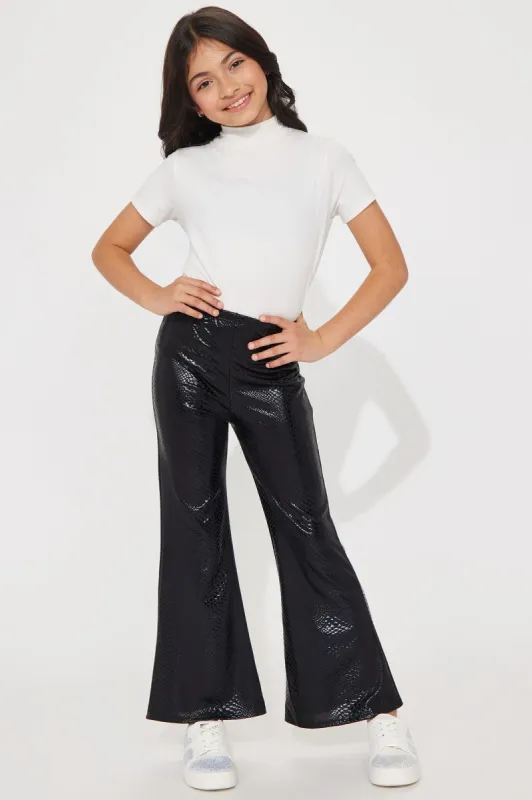 Mini Croc You Later Faux Leather Pants - Black sold by Fashion Nova