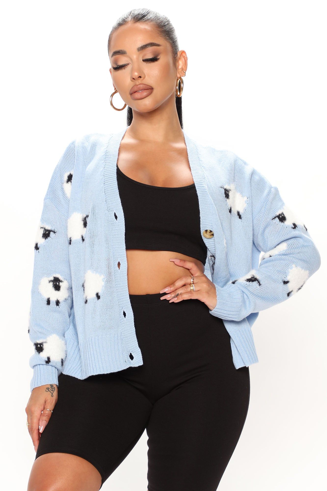 Always Counting Sheep Cardigan - Blue/combo sold by Fashion Nova product image thumbnail 3