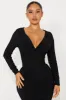 Hannah Long Sleeve Midi Dress - Black sold by Fashion Nova