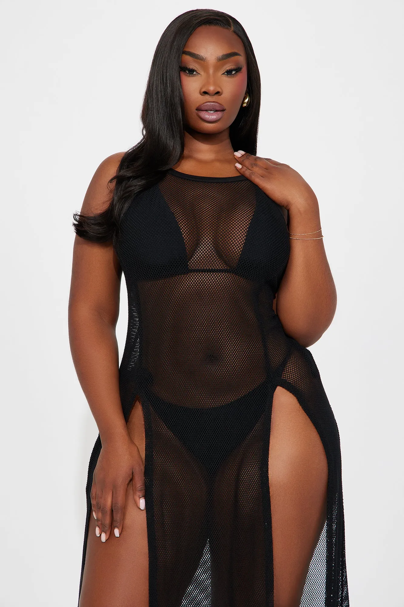 Lost At Sea Fishnet Cover Up Midi Dress - Black sold by Fashion Nova product image thumbnail 5