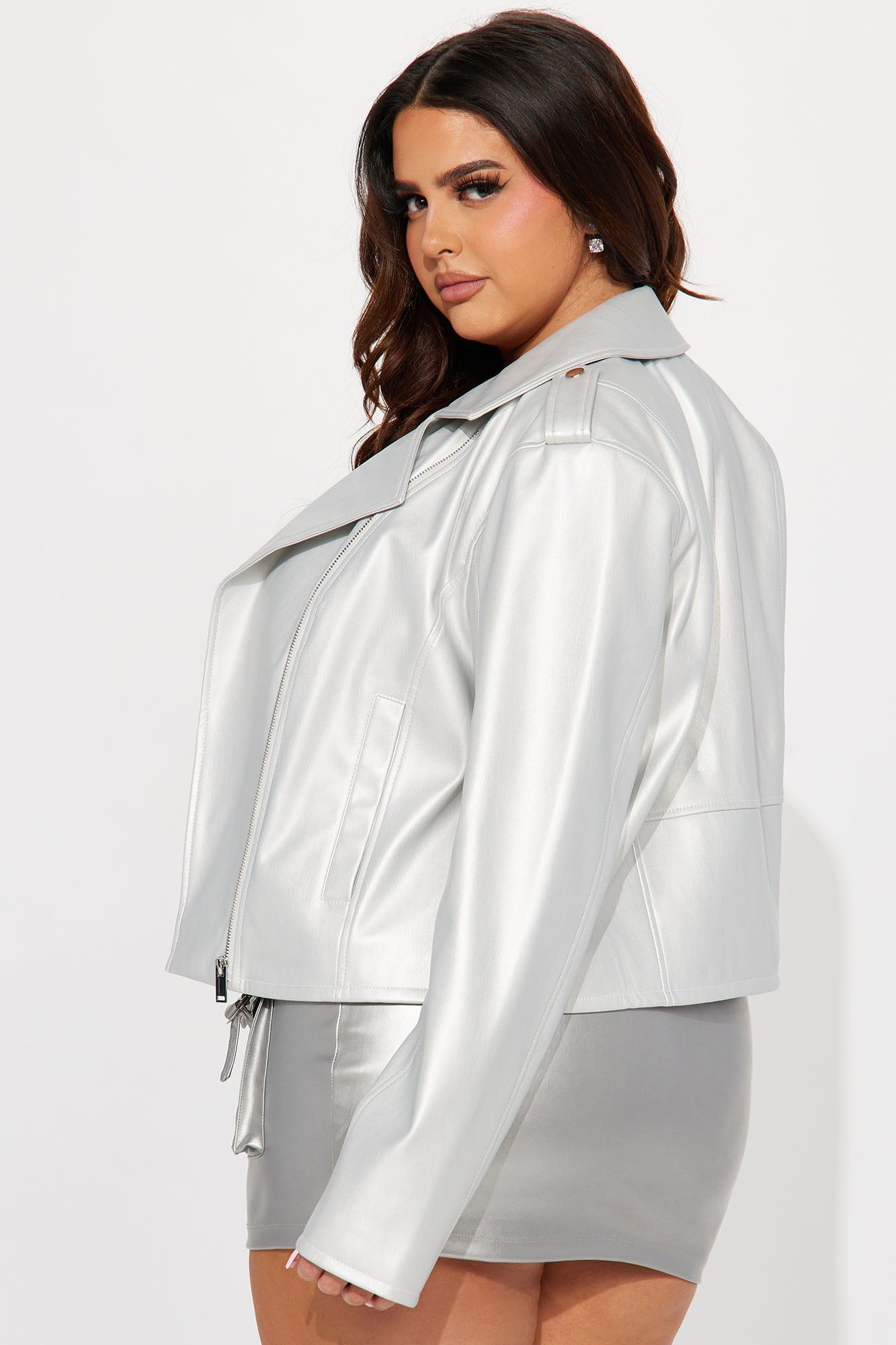 End Of The Road Faux Leather Jacket - Silver sold by Fashion Nova product image thumbnail 3