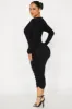 Hannah Long Sleeve Midi Dress - Black sold by Fashion Nova