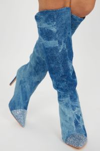 Call It Out Heeled Boots - Denim sold by Fashion Nova