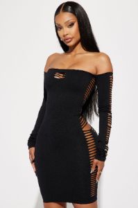 Sarah Seamless Mini Dress - Black sold by Fashion Nova