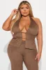 Nashville Faux Suede Pant Set - Brown sold by Fashion Nova
