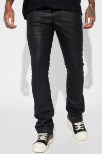 Love Fetish Leopard Stacked Skinny Flare Jeans - Black sold by Fashion Nova