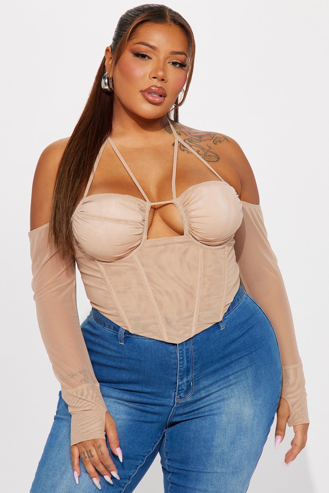 Madison Mesh Corset Top - Taupe sold by Fashion Nova product image thumbnail 4