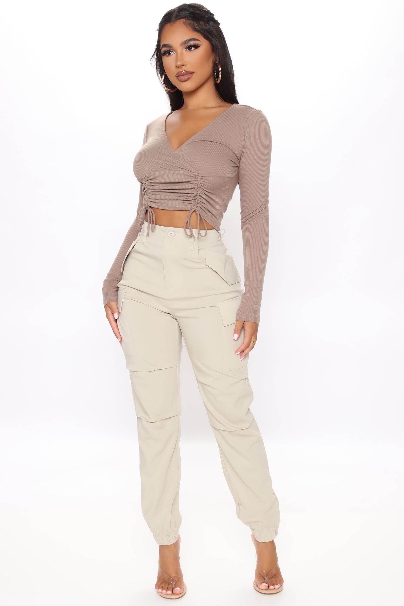 Tied Cargo Joggers - Khaki sold by Fashion Nova