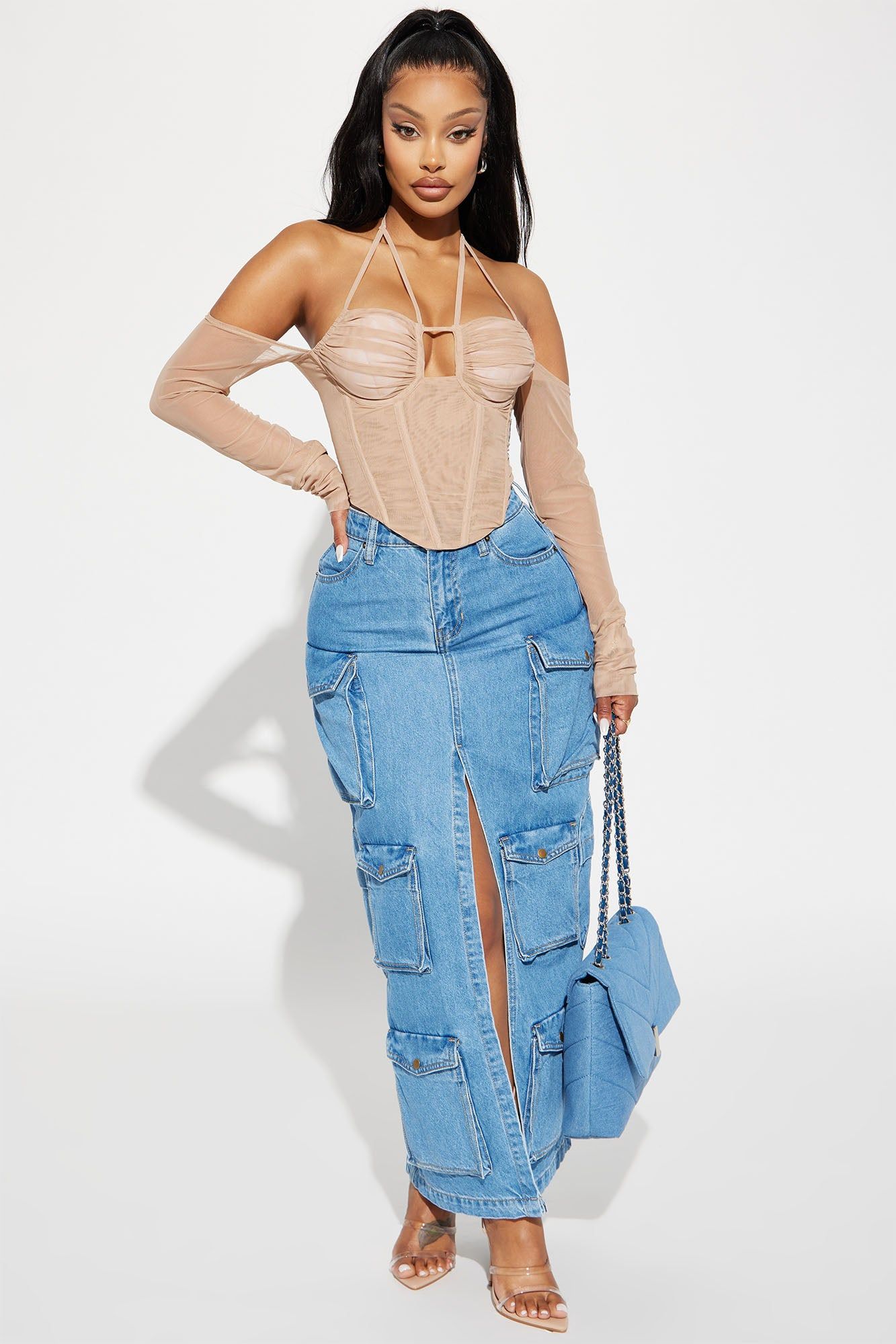 Madison Mesh Corset Top - Taupe sold by Fashion Nova product image thumbnail 2