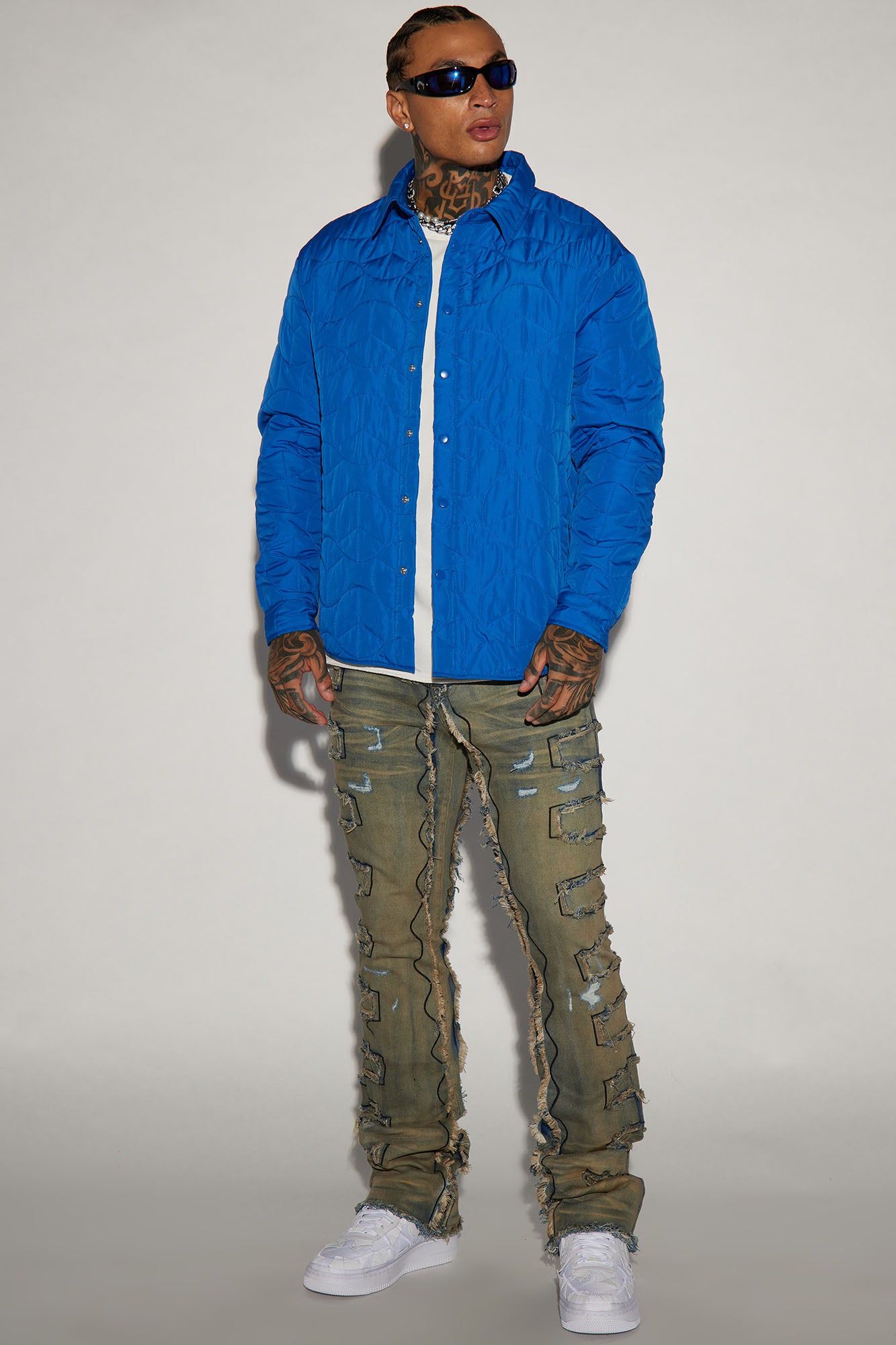 Back Up Fray Stacked Skinny Flare Jeans - Vintage Blue Wash sold by Fashion Nova product image thumbnail 3