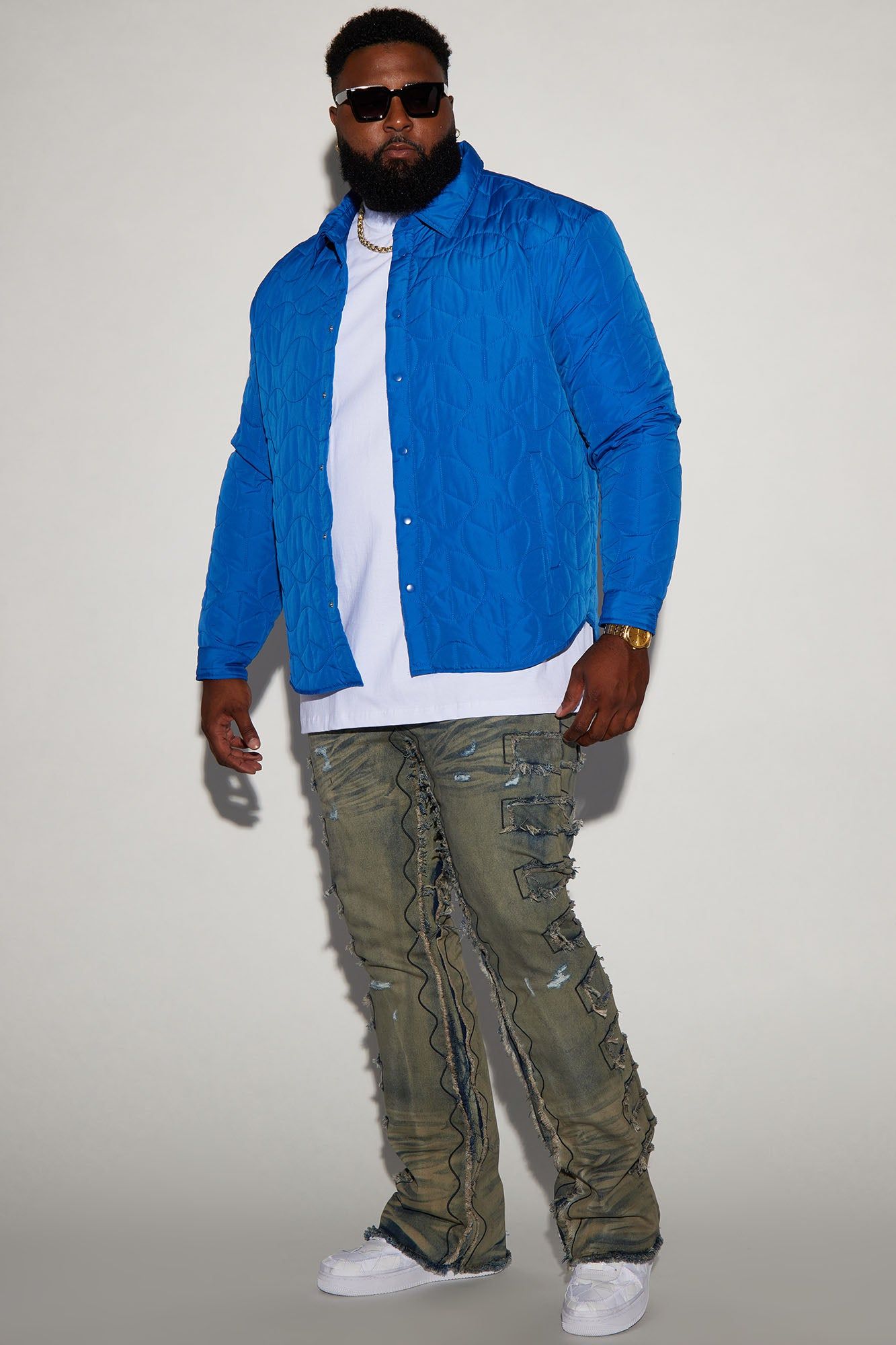 Back Up Fray Stacked Skinny Flare Jeans - Vintage Blue Wash sold by Fashion Nova product image thumbnail 6