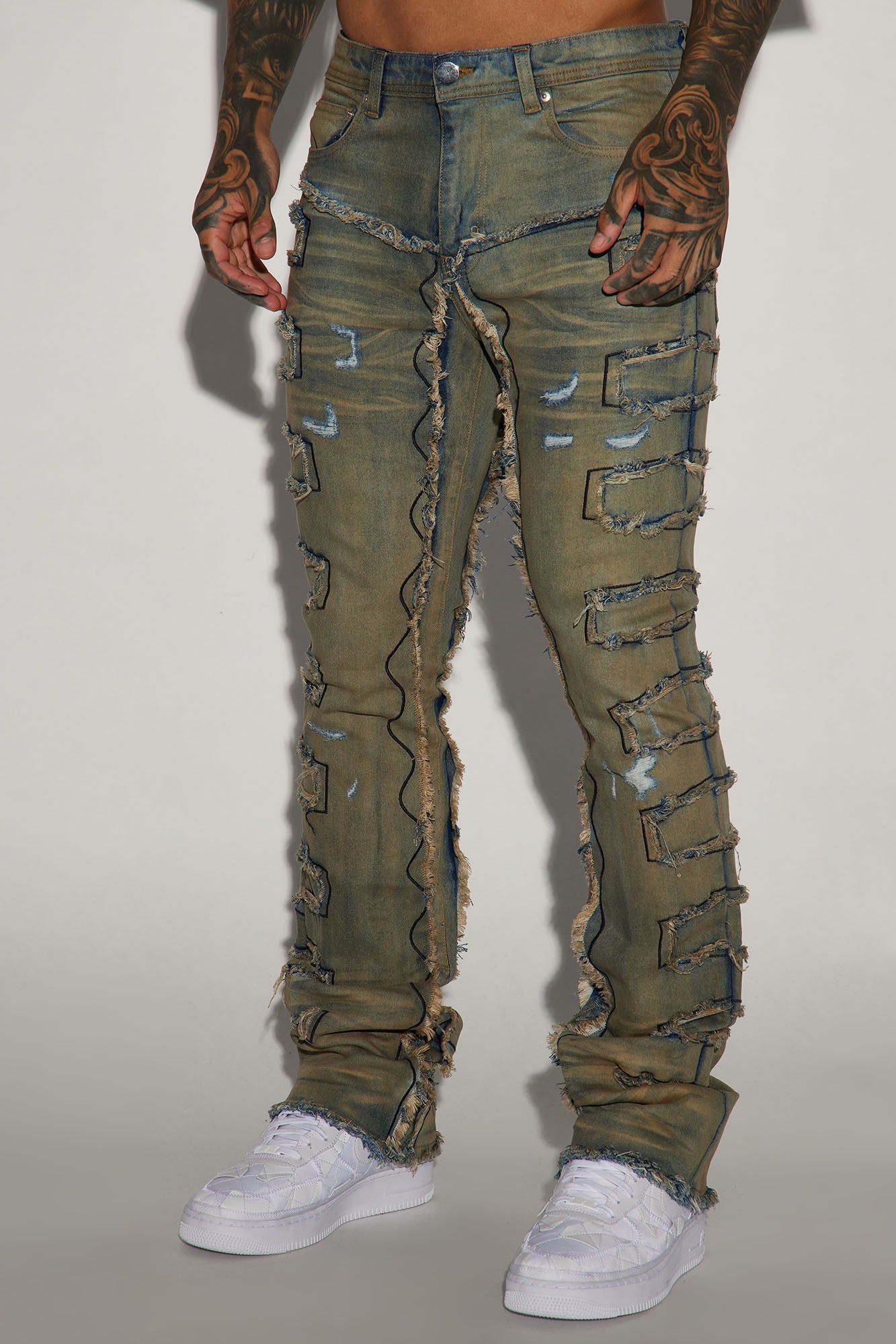 Back Up Fray Stacked Skinny Flare Jeans - Vintage Blue Wash sold by Fashion Nova product image thumbnail 4