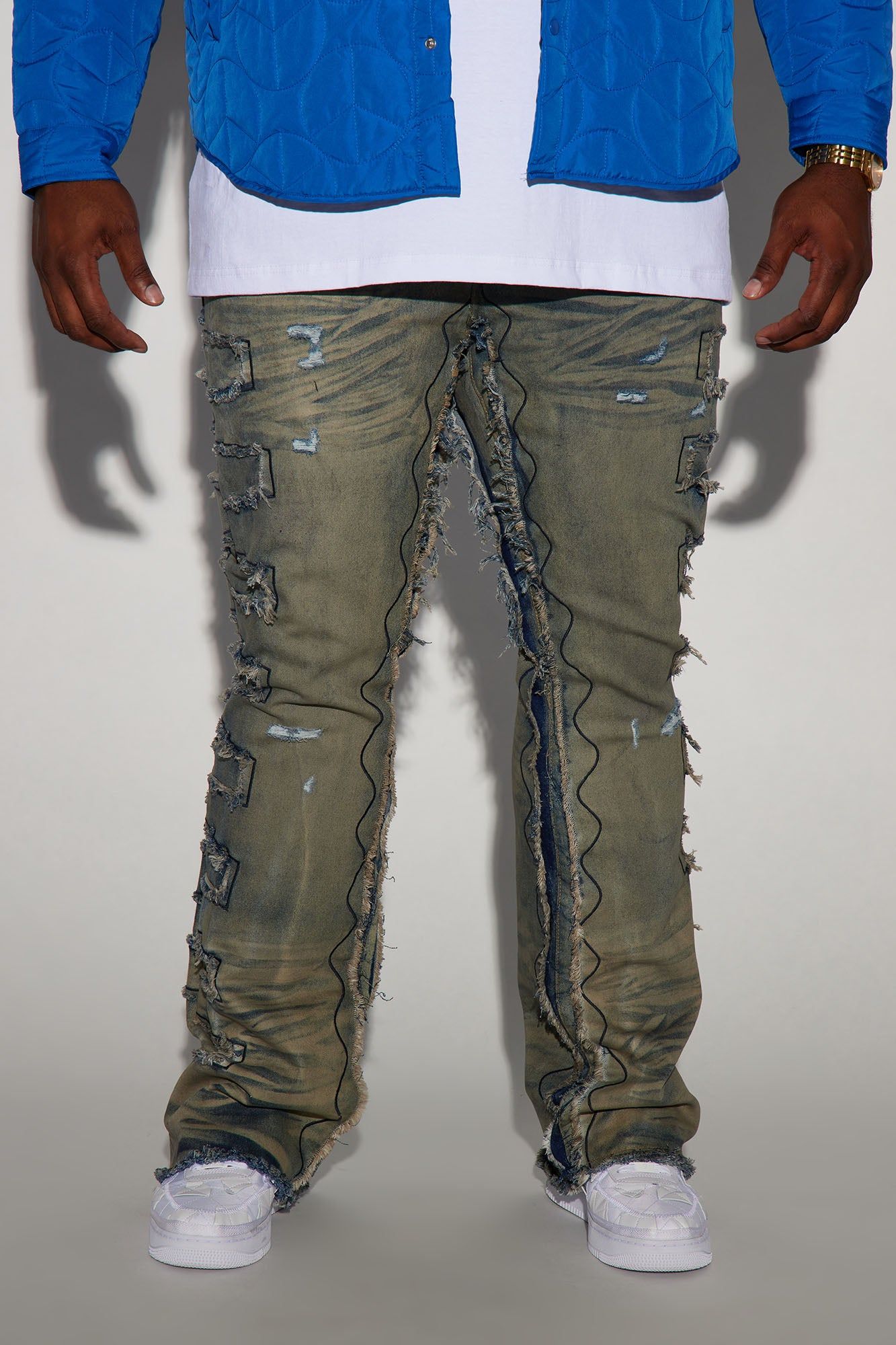 Back Up Fray Stacked Skinny Flare Jeans - Vintage Blue Wash sold by Fashion Nova product image thumbnail 2