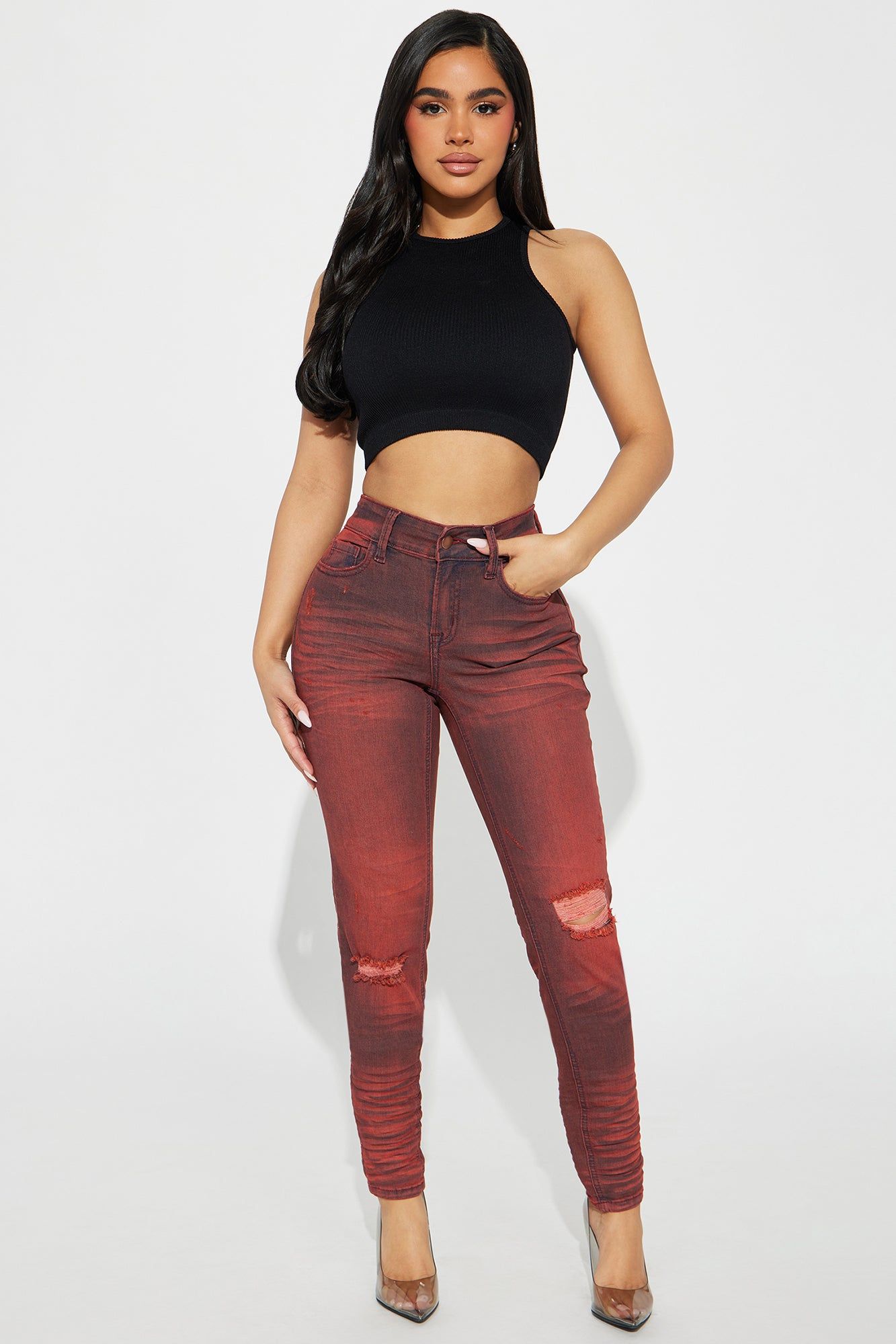 Staci Seamless Cropped Top - Black sold by Fashion Nova product image thumbnail 2