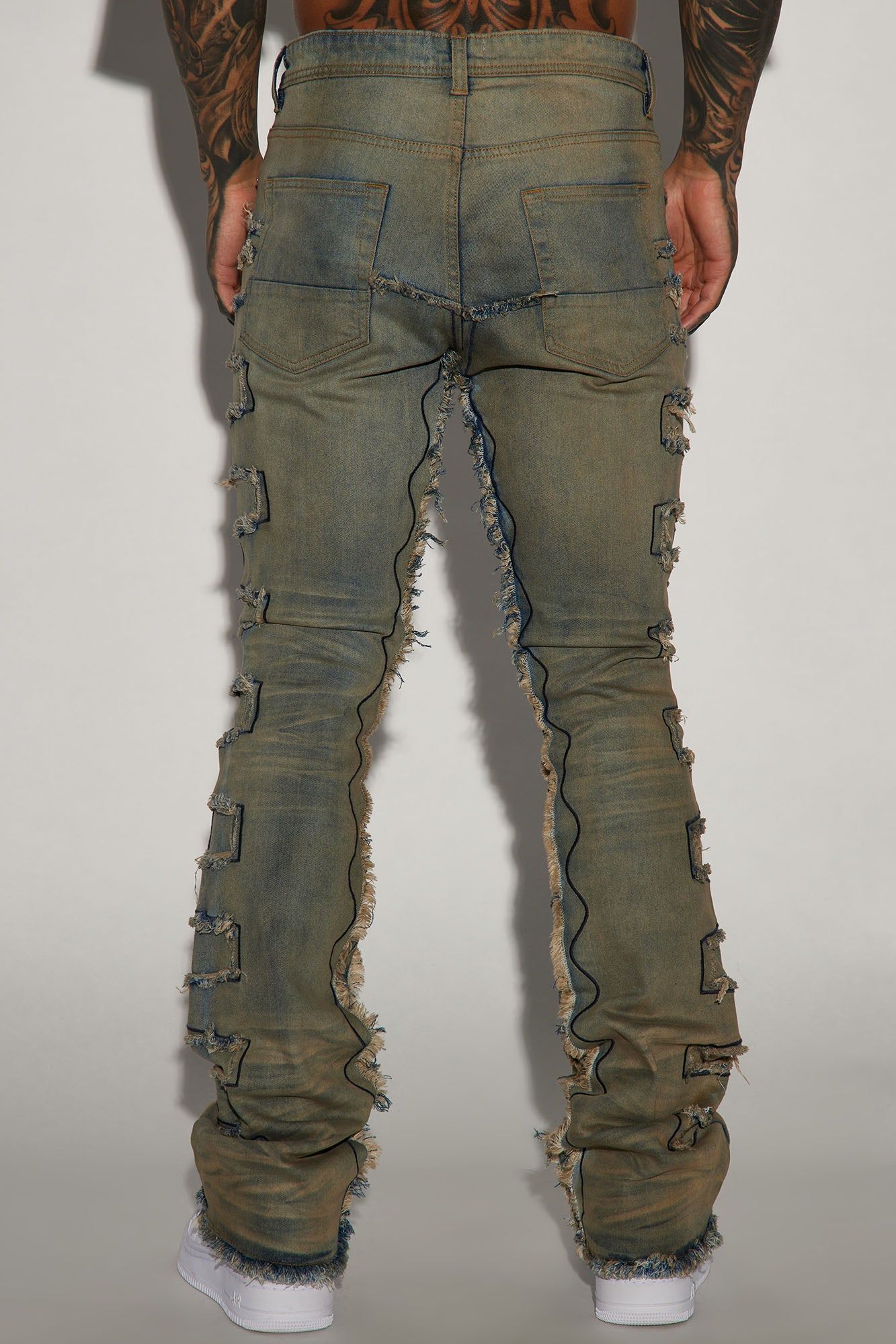 Back Up Fray Stacked Skinny Flare Jeans - Vintage Blue Wash sold by Fashion Nova product image thumbnail 5