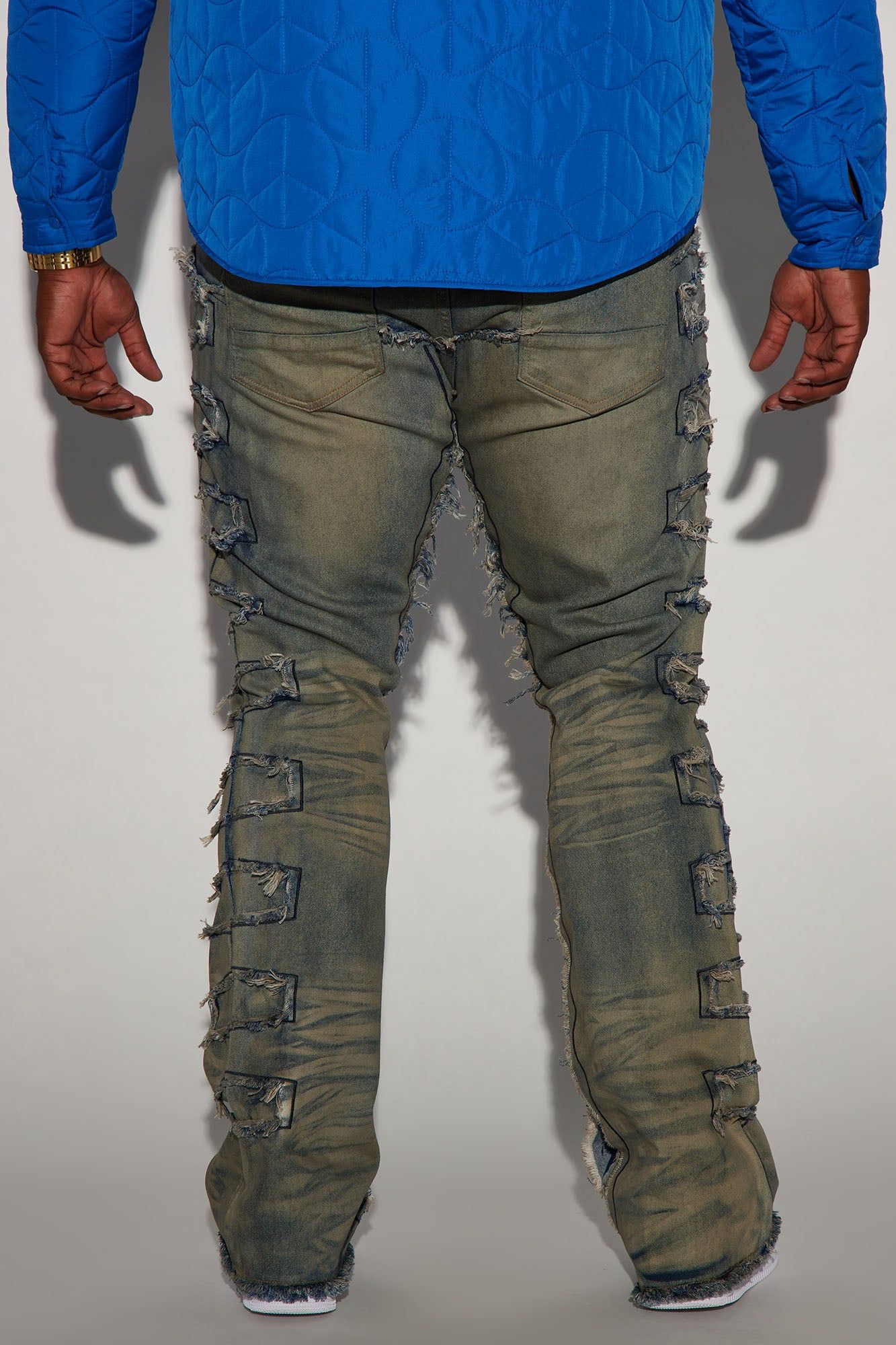 Back Up Fray Stacked Skinny Flare Jeans - Vintage Blue Wash sold by Fashion Nova product image thumbnail 7