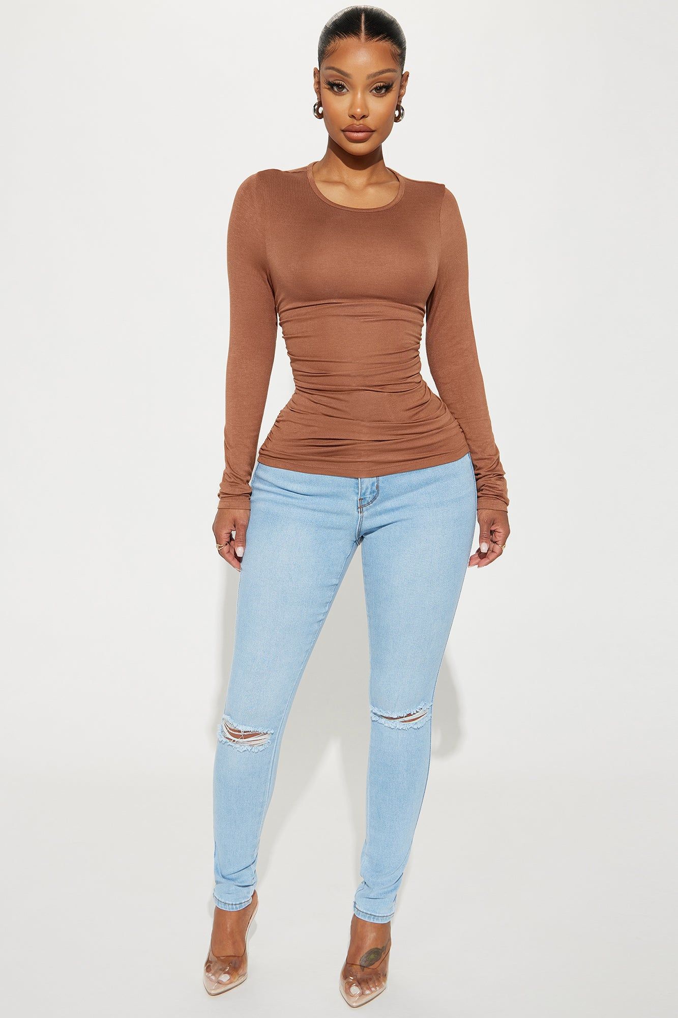 Raven Ruched Top - Mocha sold by Fashion Nova product image thumbnail 2