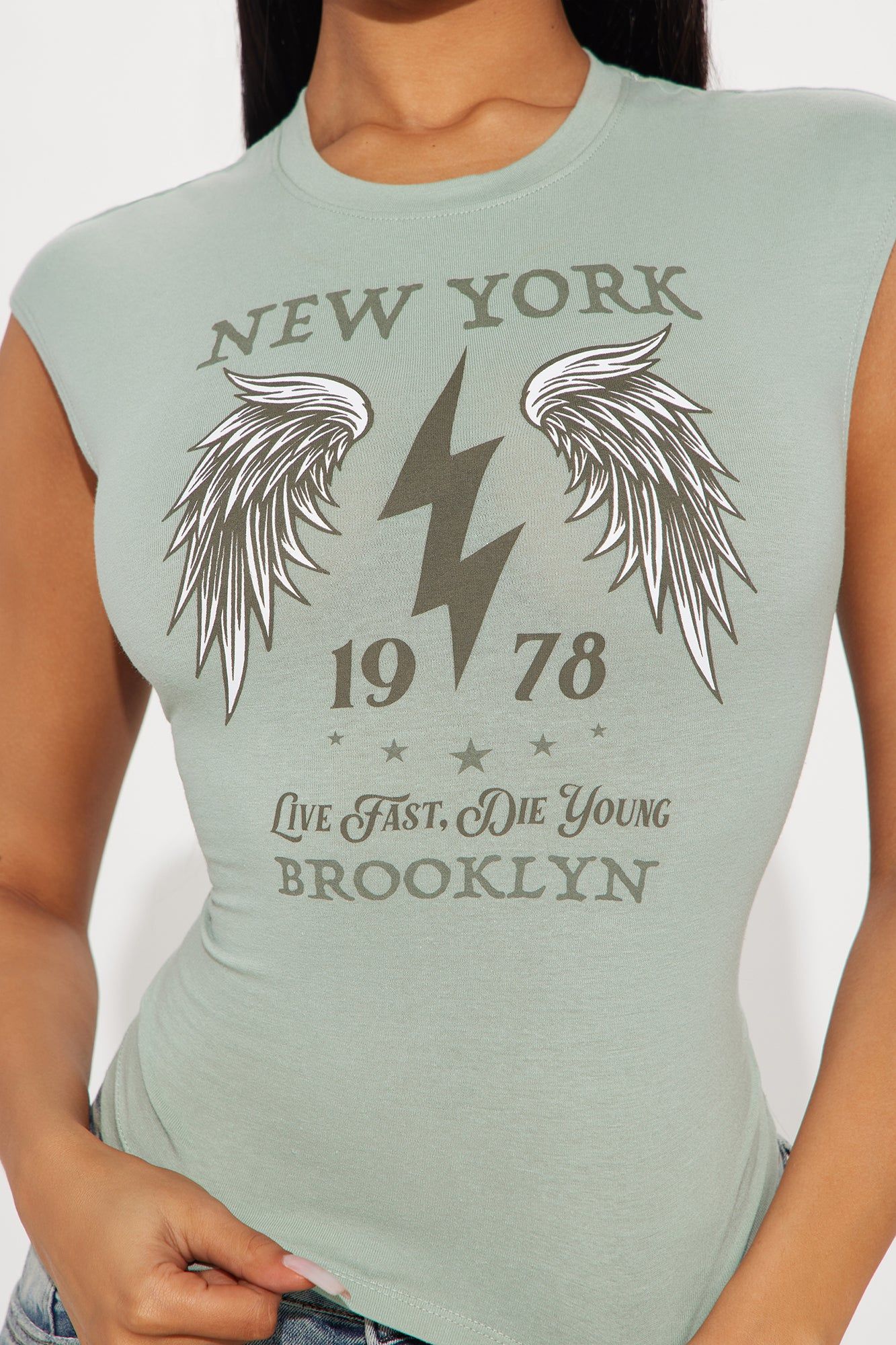 NY Angel Backless Tee - Sage sold by Fashion Nova product image thumbnail 4