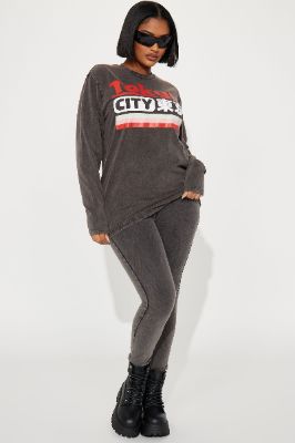 Tokyo City Mineral Wash Legging Set - Black/Red sold by Fashion Nova