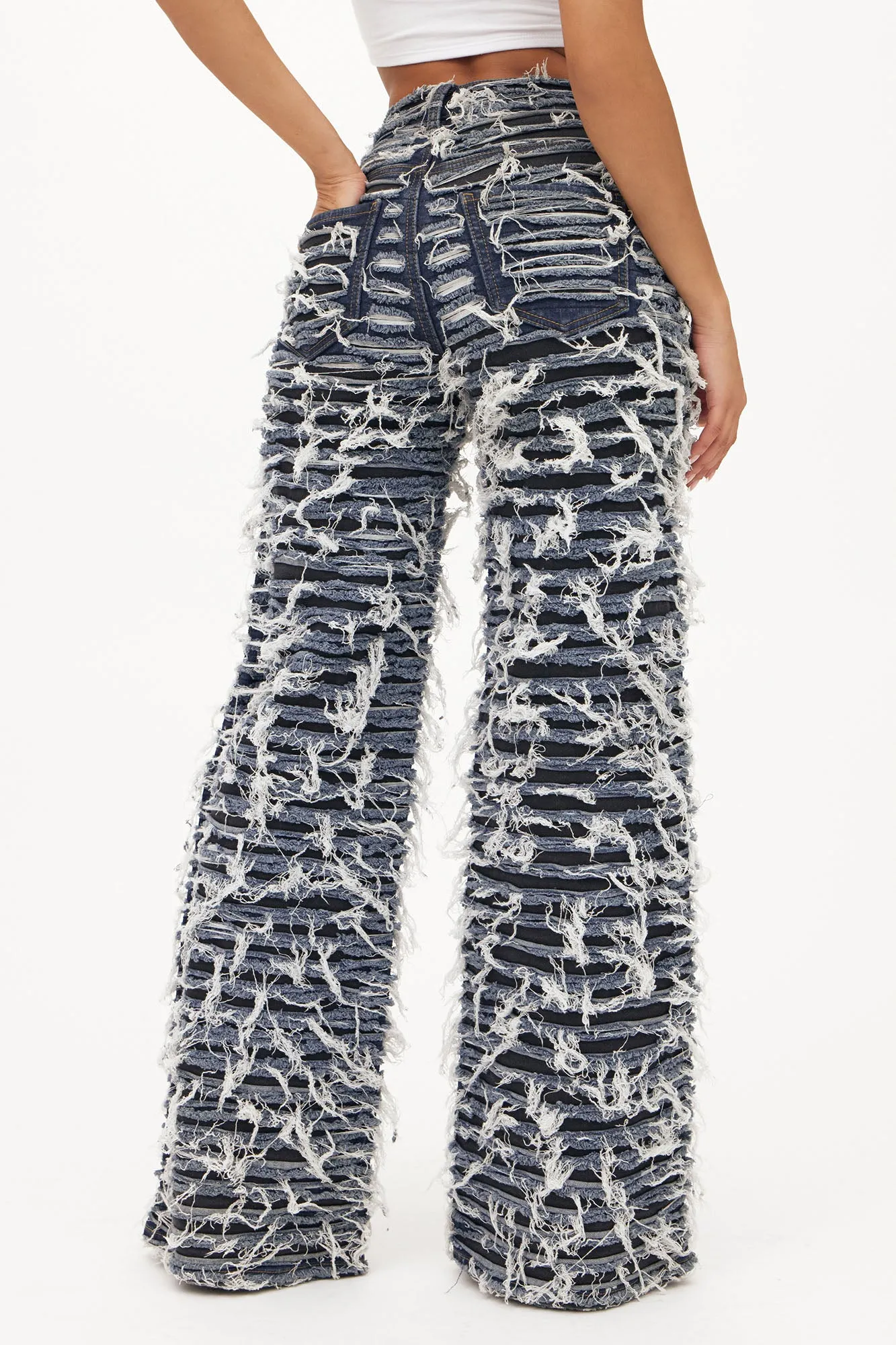 Courtside Shredded Straight Leg Jeans - Dark Wash sold by Fashion Nova product image thumbnail 4