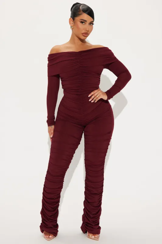 No Explanation Jumpsuit - Burgundy sold by Fashion Nova