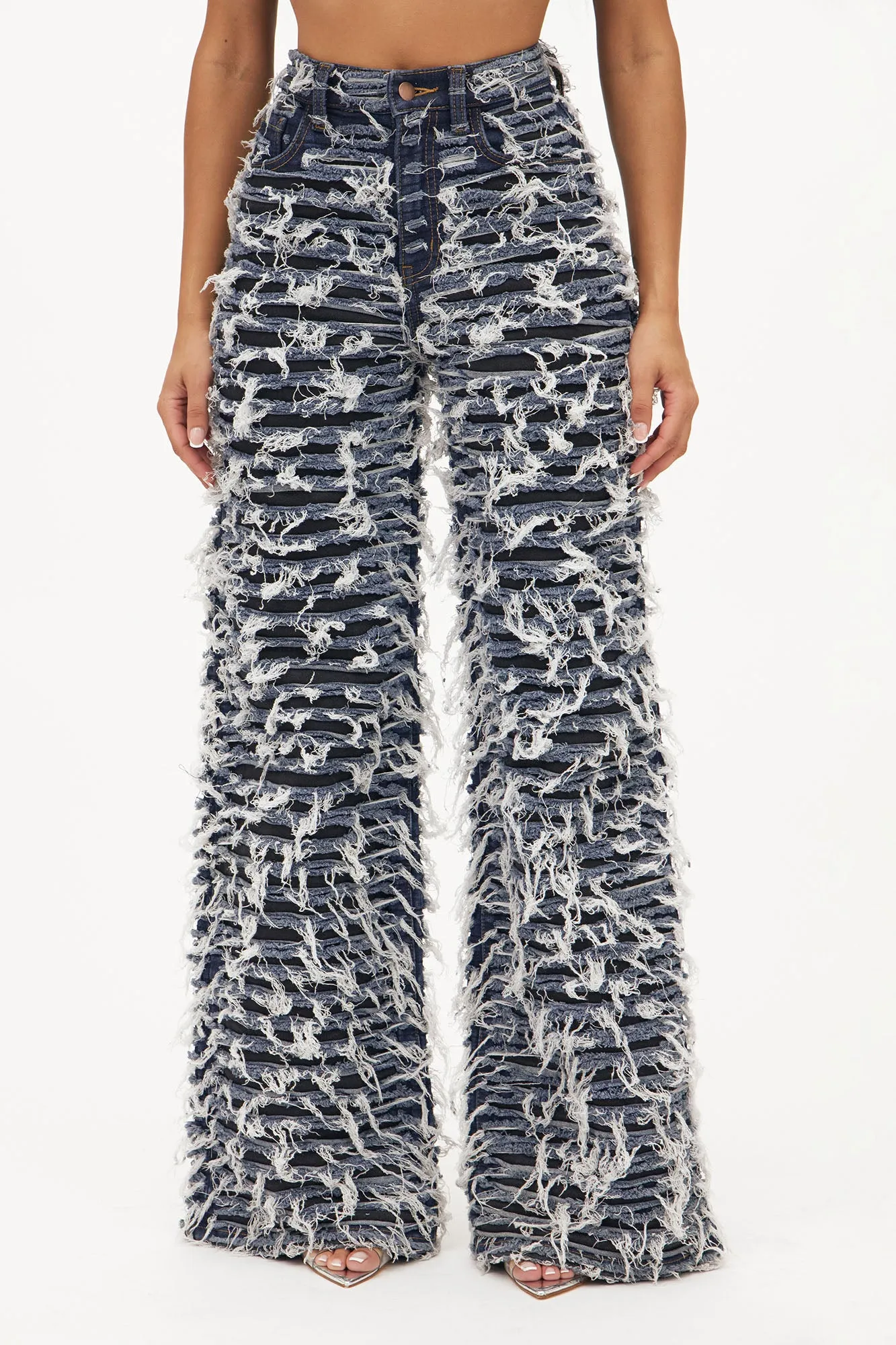 Courtside Shredded Straight Leg Jeans - Dark Wash sold by Fashion Nova product image thumbnail 2