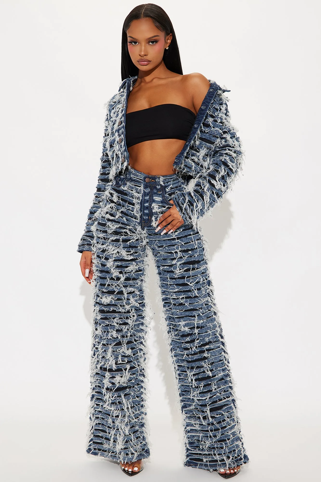 Courtside Shredded Straight Leg Jeans - Dark Wash sold by Fashion Nova product image thumbnail 5