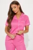 Chill Vibes Only Ribbed PJ Pant Set - Hot Pink/combo sold by Fashion Nova