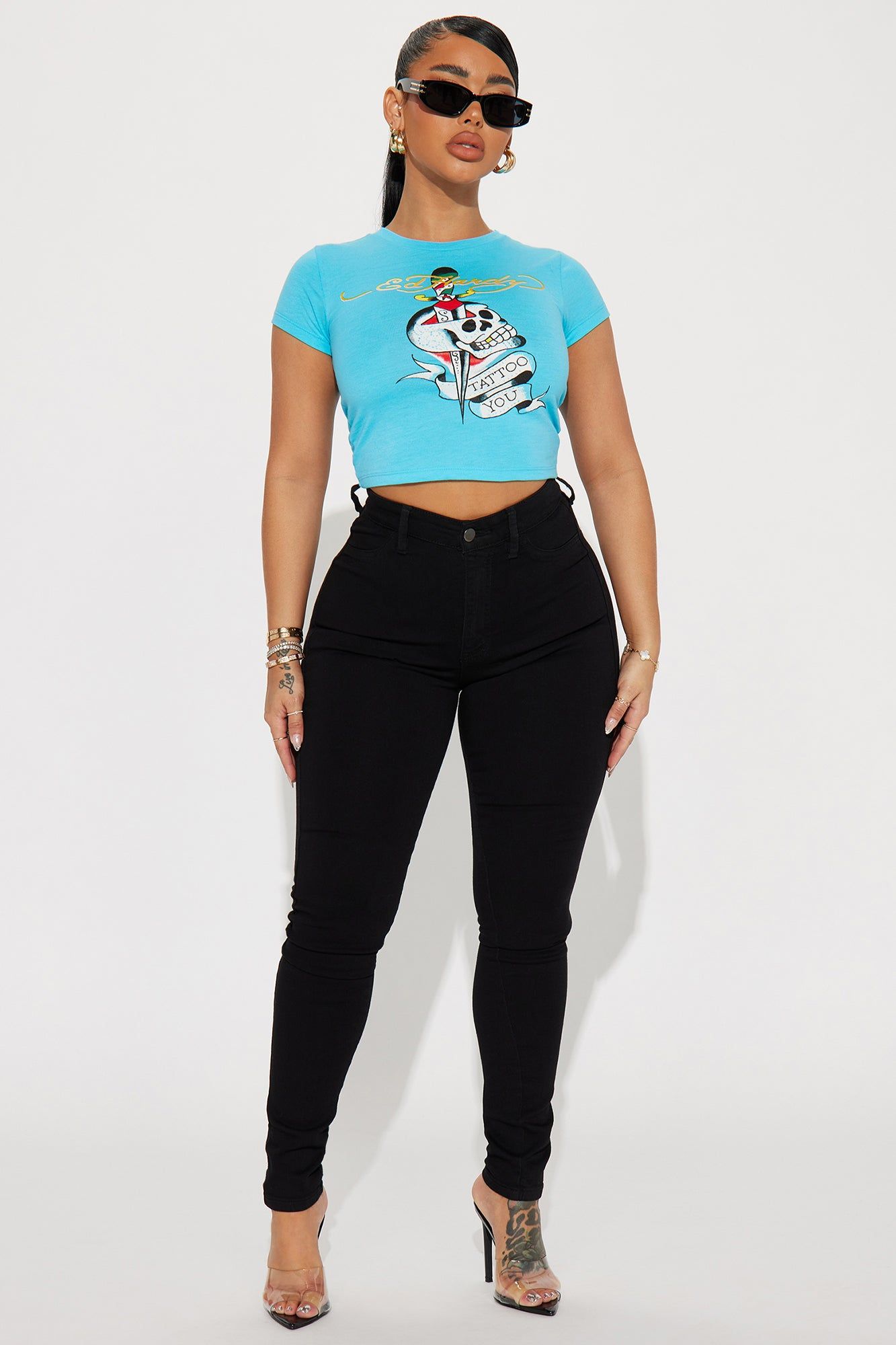 Ed Hardy Crop Top - Aqua sold by Fashion Nova product image thumbnail 2