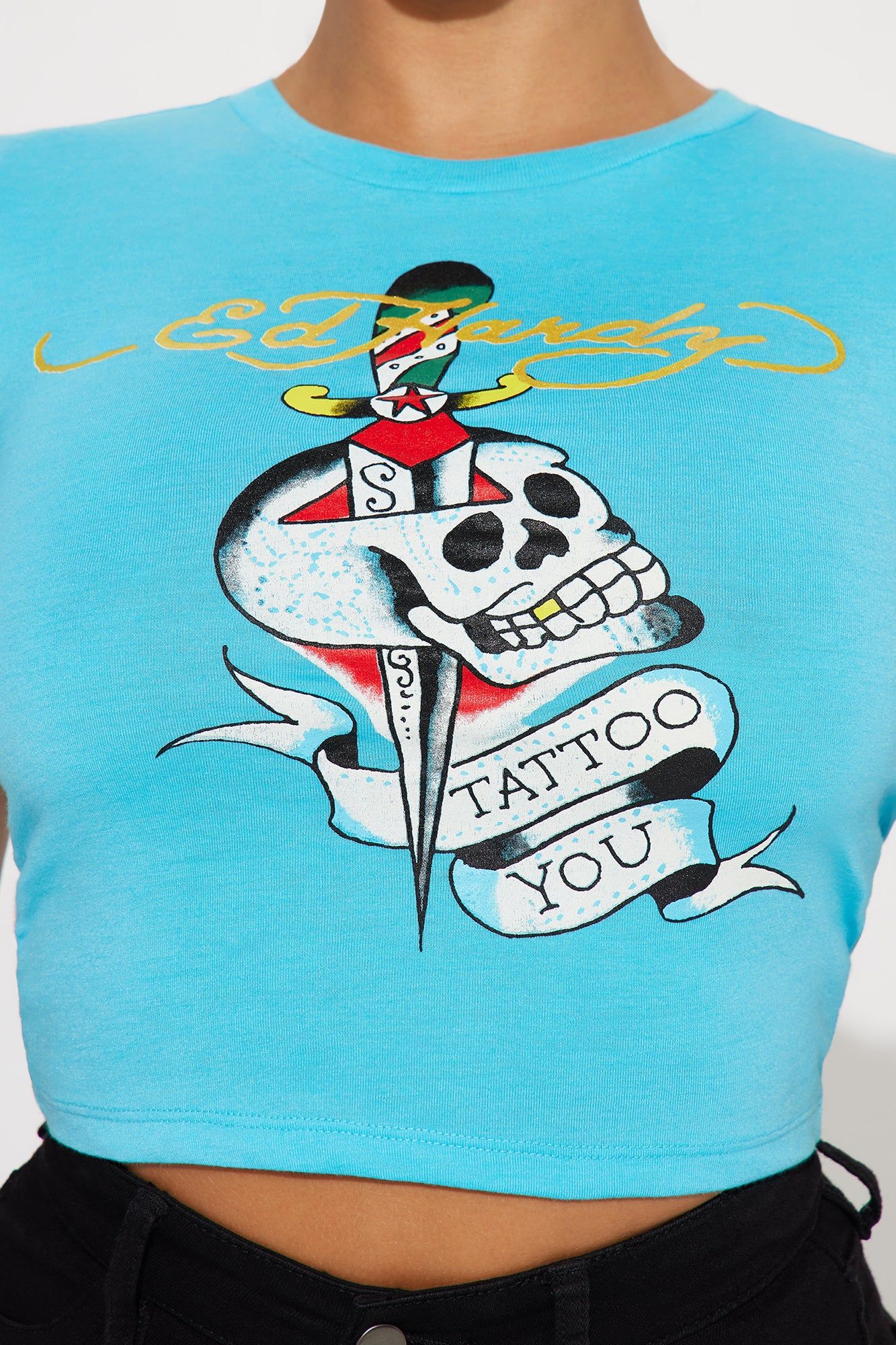 Ed Hardy Crop Top - Aqua sold by Fashion Nova product image thumbnail 3