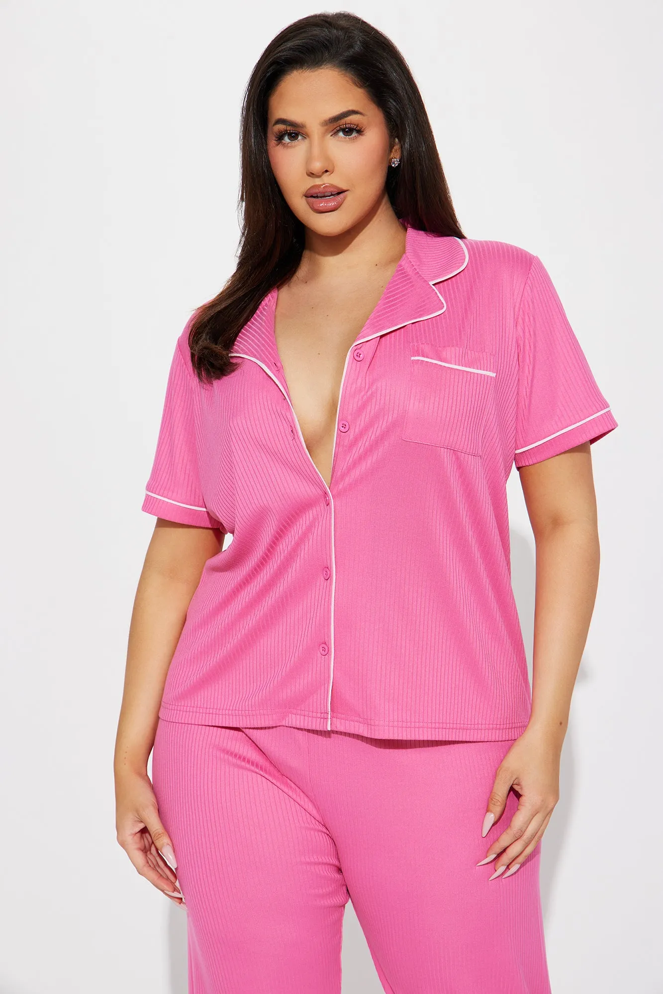 Chill Vibes Only Ribbed PJ Pant Set - Hot Pink/combo sold by Fashion Nova product image thumbnail 5