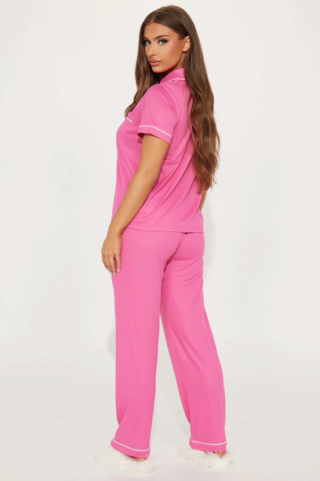Chill Vibes Only Ribbed PJ Pant Set - Hot Pink/combo sold by Fashion Nova product image thumbnail 3