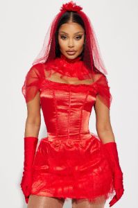 Beetle Bride Babe 4 Piece Costume Set - Red sold by Fashion Nova