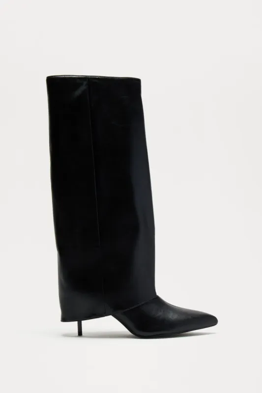 Arielle Overlay Knee High Boots - Black sold by Fashion Nova