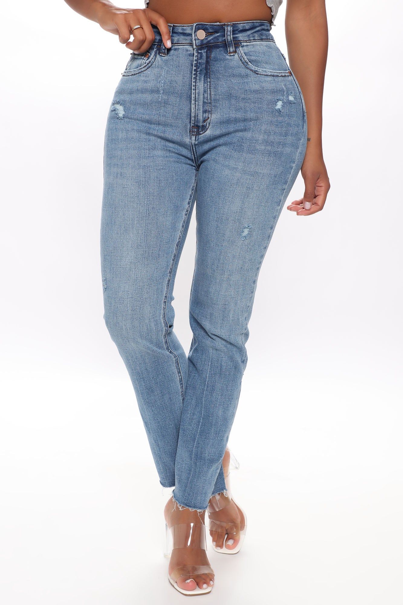 Maren Crop Straight Leg Jeans - Medium Blue Wash sold by Fashion Nova